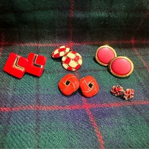 Vintage 80’s/90’s lot of red earrings princess Diana vibes